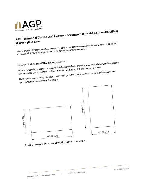 AGP Commercial Dimensional Tolerance